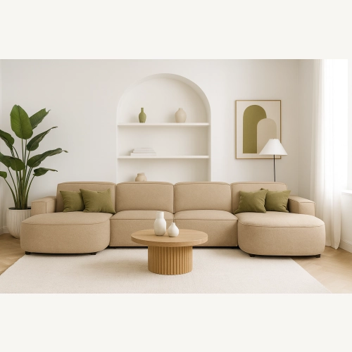 Olio Nobile Nowoczesna sofa w kształcie litery U Tkanina Raven 34